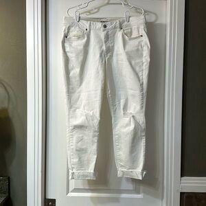 Sonoma White Cuffed Cropped Distressed Jean